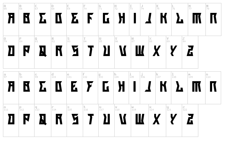 Gilang Cinta Sabrina font map
